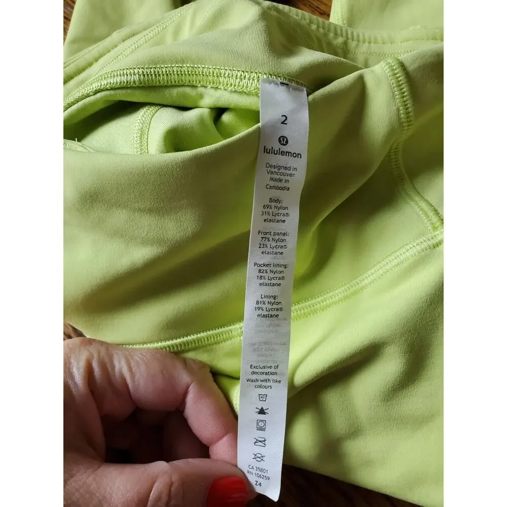 Lululemon‎ 2 Time To Sweat Leggings 23 Inch Lemon Yellow Luxtreme LW6AZHS